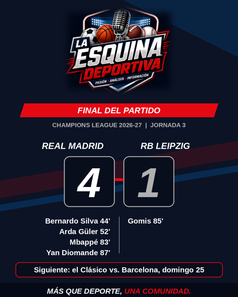 resultado real madrid vs leipzig por la 3ra fecha de la uefa champions league